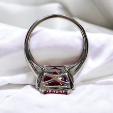 Load image into Gallery viewer, 10K White Gold 4cttw Ruby Halo Ring Size 5.5 Cluster Engagement Ring Diamonds