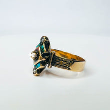 Load image into Gallery viewer, Antique Victorian Solid 10k Gold Turquoise and Seed Pearl Ring size 8 3.5g