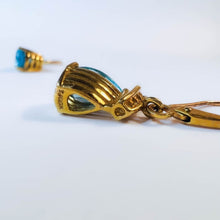 Load image into Gallery viewer, 10k Yellow Gold 2ctw Natural Paraiba Apatite & Diamond Drop Dangle Earrings 2.5g