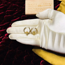 Load image into Gallery viewer, 14k Gold Cherub Hoop Earrings 21mm Hoops Baby Angel Guardian Angel Hanging 2g