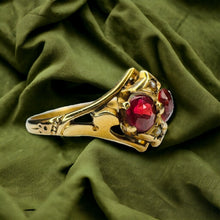 Load image into Gallery viewer, Antique 10k Gold Garnet Seed Pearl Ring Sz 7.75 Rose Cut Victorian c1890's 1.9g