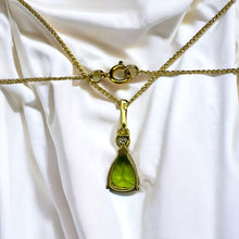 Load image into Gallery viewer, 14k Gold 1 CT T.W. Natural Peridot & Diamond Necklace 15" August Birthstone 1.5g