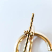 Load image into Gallery viewer, 10k Yellow Gold Natural Amethyst Hoop Earrings 17mm Prong Set Hoops 1g February