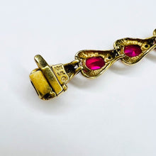 Load image into Gallery viewer, 10k Yellow Gold Ruby Diamond Tennis Bracelet 7.5" Fancy Oval Cut Rubies 7.5g