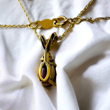 Load image into Gallery viewer, 10k Yellow Gold Natural Ruby & Diamond Necklace 18" 1CT Christmas Gift for Wife