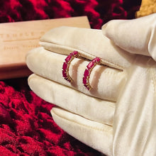 Load image into Gallery viewer, Natural Ruby Earrings 14k Gold 2.5 Carat T.W. J Hook Half Hoops Christmas Gift