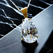 Load image into Gallery viewer, 10k Yellow Gold Necklace 19" 9.2CT Lab Diamond Pear Cut Estate Find 3.1g Anniversary Gift for Wife Girlfriend Best Gift for Christmas