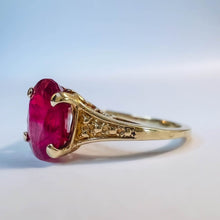 Load image into Gallery viewer, 10k Yellow Gold 2&1/2 CTTW Ruby Ring Size 8.75 Natural Ruby Solitaire Ring 2.4g