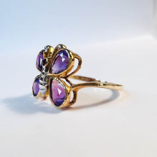 Load image into Gallery viewer, 10k Yellow Gold 1.25ct Natural Amethyst Butterfly Ring Size 7 Amethyst Ring 2.2g