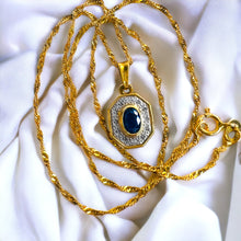 Load image into Gallery viewer, Antique 18k Yellow Gold 1/2ct Natural Sapphire Diamond Necklace 16" French 2.4g