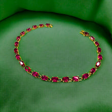 Load image into Gallery viewer, 10k Gold Ruby Tennis Bracelet 7.5" 7 Carat T.W. 4.6g Oval Cut Pink Ruby July