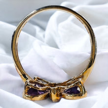 Load image into Gallery viewer, 10k Yellow Gold 1.25ct Natural Amethyst Butterfly Ring Size 7 Amethyst Ring 2.2g