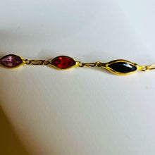 Load image into Gallery viewer, 14k Yellow Gold 3.6mm Multi Colored Gemstone Bracelet 7" REAL GOLD 585 2.4g