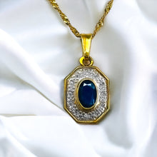 Load image into Gallery viewer, Antique 18k Yellow Gold 1/2ct Natural Sapphire Diamond Necklace 16" French 2.4g