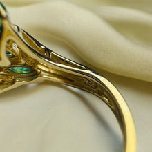 Load image into Gallery viewer, 14k Gold Natural Emerald & Diamond Ring Size 5.75 Marquise Anniversary Gift 3.3g