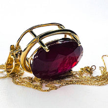 Load image into Gallery viewer, 10k Yellow Gold 13cttw Natural Ruby Necklace 19" Oval Cut Ruby Pendant 6.3g July Birthstone Large Earth Mined Ruby Anniversary Gift for Wife