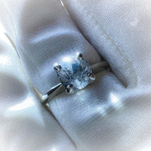 Load image into Gallery viewer, Antique White Sapphire Ring Size 6.75 14k White Gold 1.61CT Edwardian Old Mine