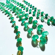 Load image into Gallery viewer, 14k Yellow Gold Natural Emerald Bead Station Necklace 25.5cttw 18" Estate 4.9g