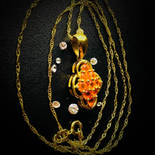 Load image into Gallery viewer, 10k Yellow Gold Opal Necklace 18" .35CT Estate Jewelry Orange Mexican Opal 1.8g