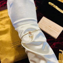 Load image into Gallery viewer, 10k Yellow Gold Ruby & White Quartz Rope Bracelet 7" Dainty Vintage Estate 2.3g