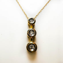 Load image into Gallery viewer, Diamond Necklace 18" 10K Yellow Gold .15CT Journey Pendant Estate Vintage 1.3g