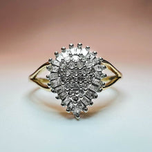 Load image into Gallery viewer, 10k Yellow Gold Diamond Ring Size 7 .20cttw Wedding Ring Pear Shaped Cluster Ring 1.8g