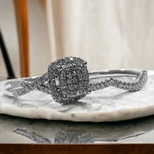 Load image into Gallery viewer, Bridal Jewelry Engagement Ring Set Wedding Ring Set Solid 10k Gold Pave Ring Diamond Halo Ring Round Cut Double Halo Ring Wedding Band Anniversary Git for Wife engagement rings rings watch gold diamond choker wedding rings pearl jewellery promise rings earrings bracelet necklace cz silver jewelry stores diamond rings charms mens wedding bands pendant bangles gold chain beads jared jewelry diamond earrings Best GIft for Her