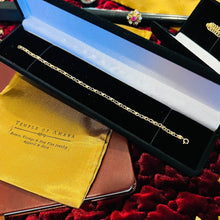 Load image into Gallery viewer, Solid 10k Yellow Gold Heart Bracelet 7.35" Fancy Gold Chain 3.5mm Estate 1.6g