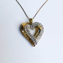 Load image into Gallery viewer, 10k Yellow Gold Diamond Necklace 18" Heart Pendant .30ct Natural Diamonds 3.2g