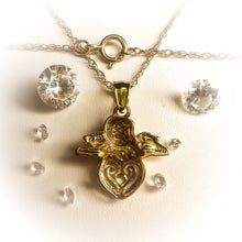 Load image into Gallery viewer, 10k Yellow Gold Cherub Necklace 20" Heart Necklace 1.5g Valentines Day Gift