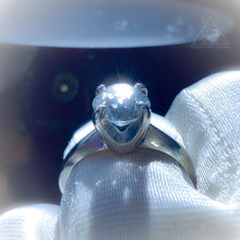 Load image into Gallery viewer, Antique White Sapphire Ring Size 6.75 14k White Gold 1.61CT Edwardian Old Mine