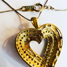 Load image into Gallery viewer, 10k Yellow Gold Diamond Necklace 18" Heart Pendant .30ct Natural Diamonds 3.2g