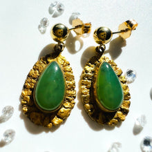 Load image into Gallery viewer, Alaskan Gold Nugget Jade Earrings 5.5cttw 10k Gold Antique Dangle Earrings 5.1g