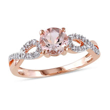 Load image into Gallery viewer, 10K Rose Gold Morganite & Diamond Twist Ring Size 10.5 Round Cut 2.3g