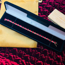 Load image into Gallery viewer, 10k Yellow Gold Padparadscha Sapphire Tennis Bracelet 7.25" 18.5ct Diamonds 9.4g