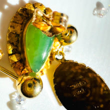 Load image into Gallery viewer, Alaskan Gold Nugget Jade Earrings 5.5cttw 10k Gold Antique Dangle Earrings 5.1g