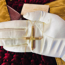 Load image into Gallery viewer, Antique 18th Century 14k Gold Woven Hair Cross Necklace 19" Mourning Jewelry