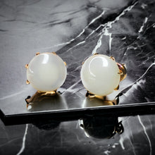 Load image into Gallery viewer, 10k Yellow Gold Antique Moonstone Earrings Threaded Earrings Georgian Earrings