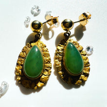 Load image into Gallery viewer, Alaskan Gold Nugget Jade Earrings 5.5cttw 10k Gold Antique Dangle Earrings 5.1g