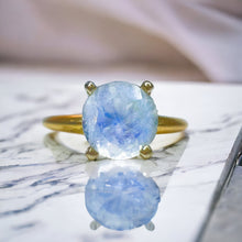 Load image into Gallery viewer, 10k Yellow Gold Moonstone Ring Solitaire Ring Round Cut Ring Engagement ring Rainbow Moonstone Mystic Topaz Ring Vintage Engagement Ring Bridal Jewelry For Girlfriend Promise Ring Best Gift for Wife Luxury Fine Jewelry Ethereal Rings Magical Meditation Ring 10k, 18k, and 14k jewelry, engagement rings, wedding rings, promise rings, Christmas gifts, April birthstone rings, birthday gifts, Mother's Day gifts diamond rings,pendants, necklaces, bracelet, earrings, chain, fine jewelry,