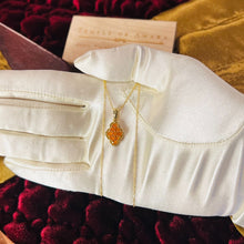 Load image into Gallery viewer, 10k Yellow Gold Opal Necklace 18" .35CT Estate Jewelry Orange Mexican Opal 1.8g