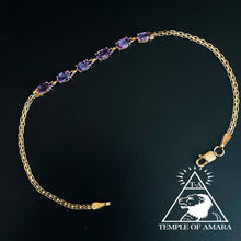 Load image into Gallery viewer, 10k Yellow Gold Vintage Amethyst Bracelet Bismark Link Chain 7.25" Estate 3.6g