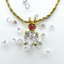 Load image into Gallery viewer, 10k Yellow Gold Ruby & White Quartz Rope Bracelet 7" Dainty Vintage Estate 2.3g