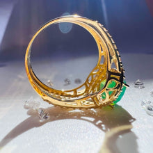 Load image into Gallery viewer, 10k Yellow Gold Peruvian Opal Ring Size 6.25 Oval Zircon Halo Ring 1.50cttw 3.3g