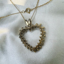 Load image into Gallery viewer, 10k Yellow Gold .75CTW Cluster Heart Diamond Necklace 18" Romantic Pendant 2.3g