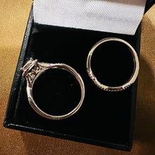 Load image into Gallery viewer, 10k White Gold Square Pave Diamond Ring Bridal Set Size 6.25 1/3ctw Twist Shank