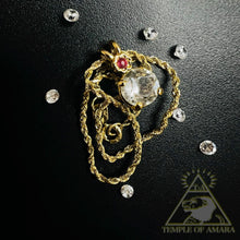 Load image into Gallery viewer, 10k Yellow Gold Ruby & White Quartz Rope Bracelet 7" Dainty Vintage Estate 2.3g