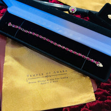 Load image into Gallery viewer, 10k Gold Oval Cut Raspberry Ruby Tennis Bracelet 7.25" 14.4CT Estate Vintage 7g
