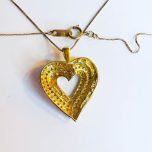 Load image into Gallery viewer, 10k Yellow Gold Diamond Necklace 18" Heart Pendant .30ct Natural Diamonds 3.2g