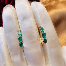 Load image into Gallery viewer, 10k Yellow Gold Natural Emerald Earrings 1.56cttw Vintage Hoop Earrings 1.1g